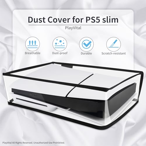 PlayVital Horizontal Dust Cover for ps5 Slim Disc Edition(The New Smaller Design), Transparent Dust Proof Protector Waterproof Cover Sleeve for ps5 Slim Console - Image 3