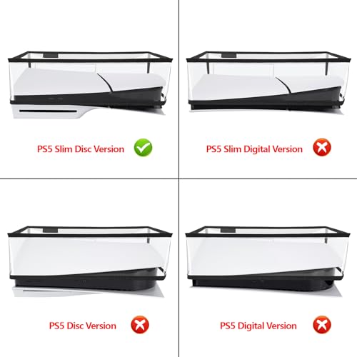 PlayVital Horizontal Dust Cover for ps5 Slim Disc Edition(The New Smaller Design), Transparent Dust Proof Protector Waterproof Cover Sleeve for ps5 Slim Console - Image 2