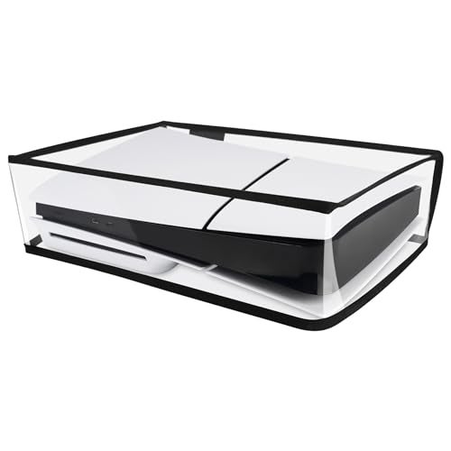 PlayVital Horizontal Dust Cover for ps5 Slim Disc Edition(The New Smaller Design), Transparent Dust Proof Protector Waterproof Cover Sleeve for ps5 Slim Console - Image 1