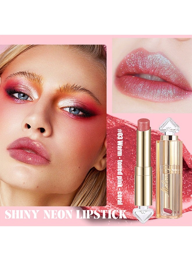 maffick Shiny Neon Lipstick- Long Lasting,Diamond High Pigmented,Waterproof Pink Metallic Shimmer Lip Gloss Lipgloss #03 - Image 2