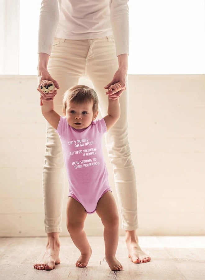 CBTwear Did 9 Month, Escaped Through a Tunnel, Serving 18 Years Baby Bodysuit Unisex Comfy Humor (Newborn, Pink) - Image 3