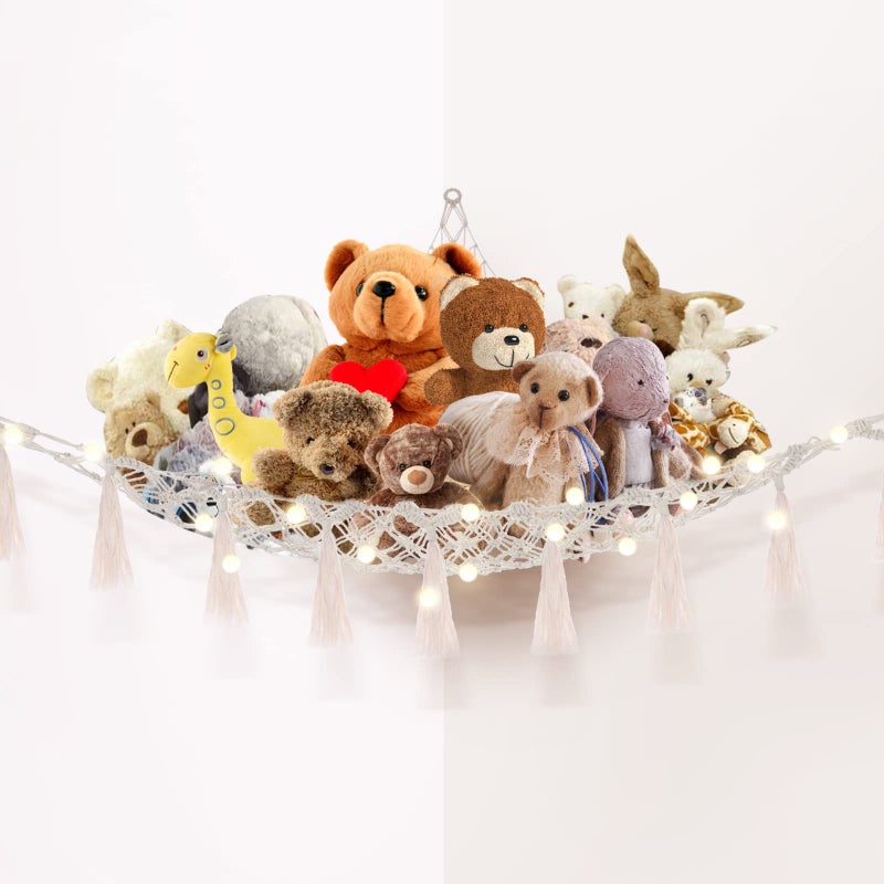 Whiskware Toy Hammock for Stuffed Animals Teddy Hammock Macrame Boho Teddy Bear Storage Hammock Plush Toy Storage Net Soft Toy Net Hammock for Teddies Corner Hanging Toy Storage Holder for Kids Room - Image 1