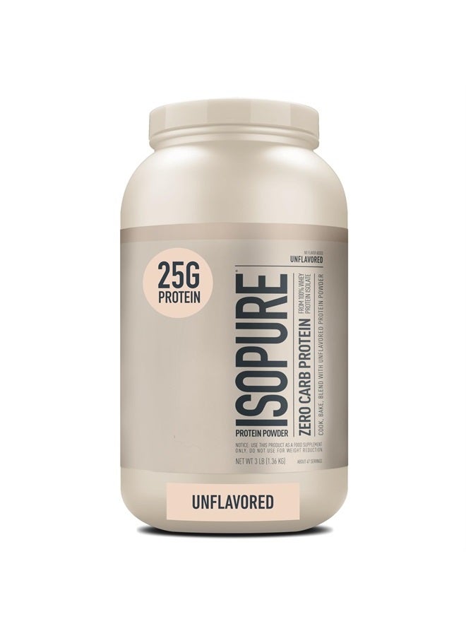 Isopure بروتين بدون نكهة، 25 جرام من مصل اللبن المعزول، خالٍ من الكربوهيدرات ومناسب لنظام الكيتو الغذائي، 47 وجبة، 3 أرطال (قد يختلف التغليف) - Image 1