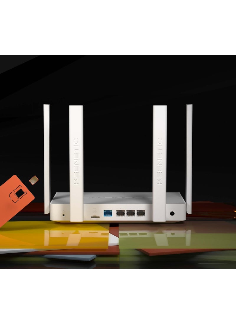 Keenetic - Hero 4g+ AX1800 Mesh Wi-Fi 6 4g/lte Cat.6 SIM Card Insertable Modem Router, Fiber Supported Gigabit Ethernet Ports and USB 3.0 Port - Image 1