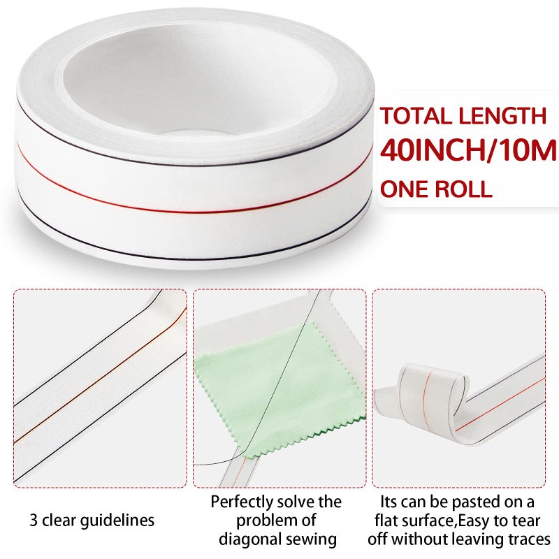 Outus 2 Rolls Diagonal Seam Tape for Quilting Diagonal Seam Tape for Sewing Machine, Seam Guide Tape Sewing Diagonal Seams Instruction Tool(2 Rolls) - Image 3