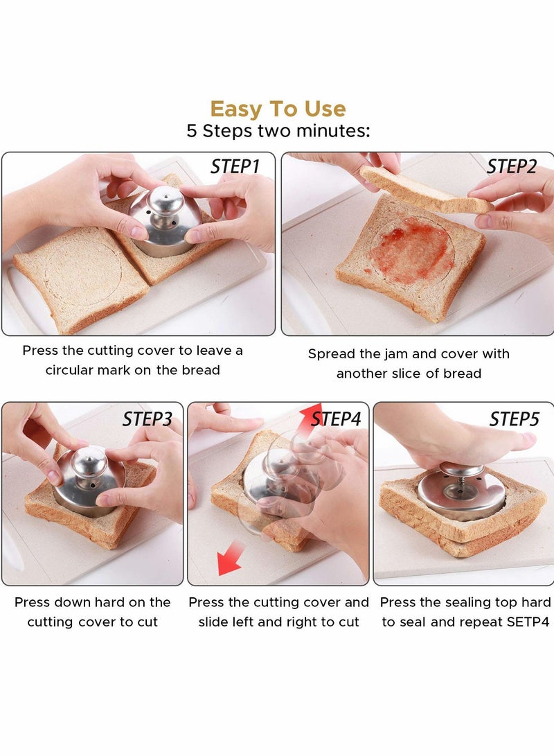 Excefore Sandwich Cutter and Sealer, 3.54 Inch Stainless Steel Round Sandwich Cutter  - Image 5