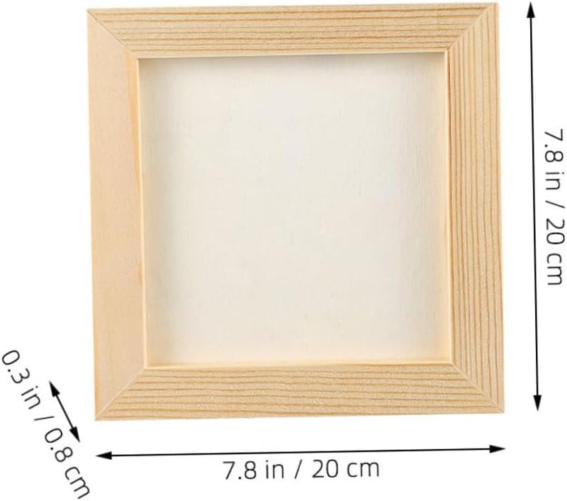5 قطع إطارات صور حرفية DIY إطارات خشبية فارغة لعرض الفنون 20x20 سم طين فاتح اللون للأعمال الفنية - Image 2
