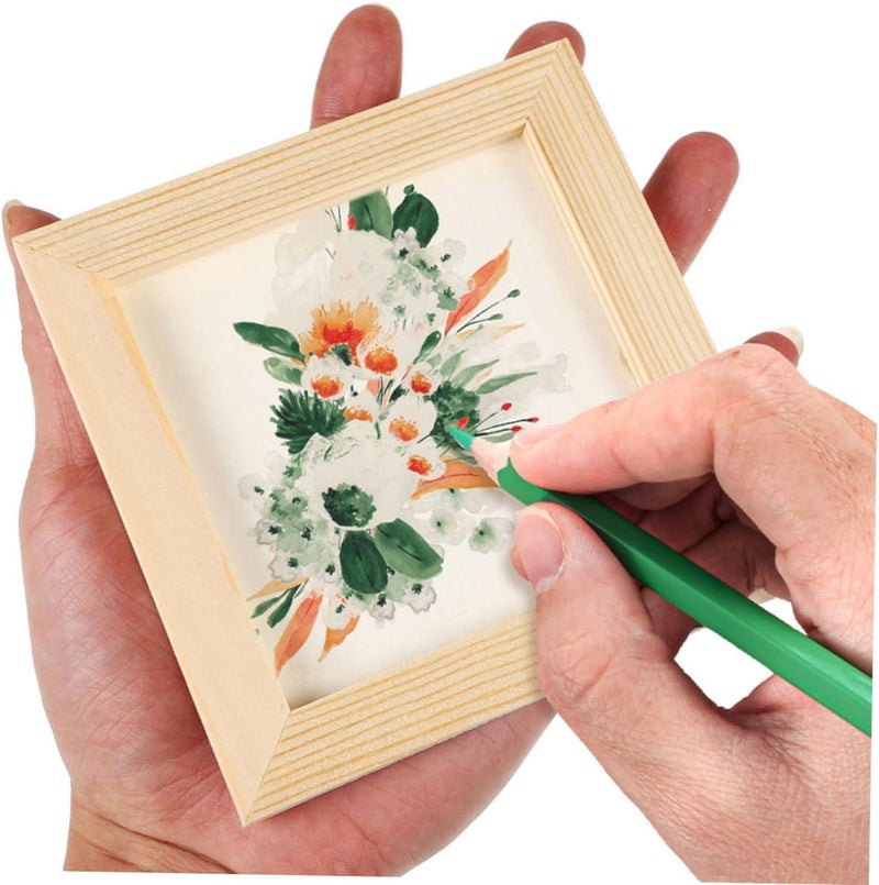 5 قطع إطارات صور حرفية DIY إطارات خشبية فارغة لعرض الفنون 20x20 سم طين فاتح اللون للأعمال الفنية - Image 4