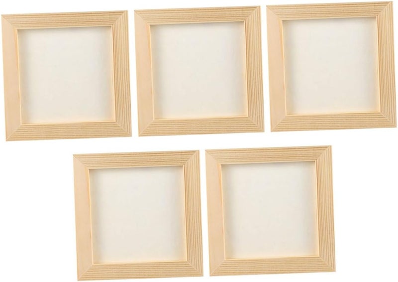 5 قطع إطارات صور حرفية DIY إطارات خشبية فارغة لعرض الفنون 20x20 سم طين فاتح اللون للأعمال الفنية - Image 1