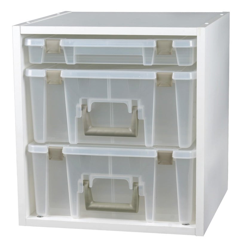 ArtBin 6855SC Super Satchel Cube - 15.5 x 16.75 x 15.625 in. Arts and Crafts Supply Storage with Pre-Drilled Holes, 6 Rail Set, Customizable, White - Image 1