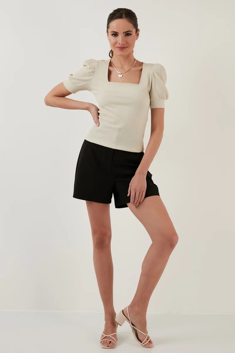 Lela Sleeve Detailed Square Collar Blouse Women's Blouse 5865037