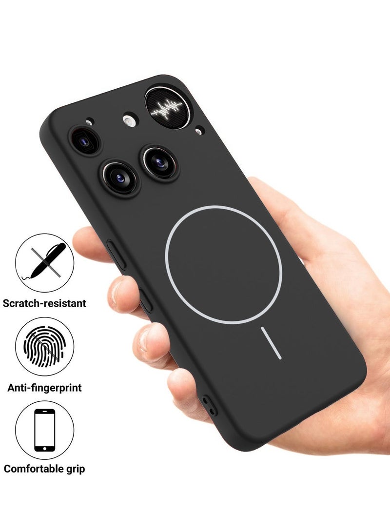 دبليو تيك غلاف هاتف ناثينج (3) 5G لعام 2025 من السيليكون السائل الفاخر، متوافق مع غلاف حلقة ماغسيف الرقيقة (MCMPMN) - أسود - Image 2