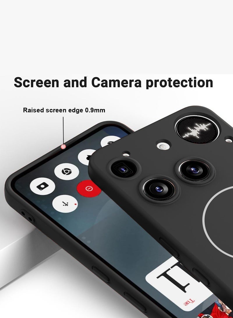 دبليو تيك غلاف هاتف ناثينج (3) 5G لعام 2025 من السيليكون السائل الفاخر، متوافق مع غلاف حلقة ماغسيف الرقيقة (MCMPMN) - أسود - Image 4