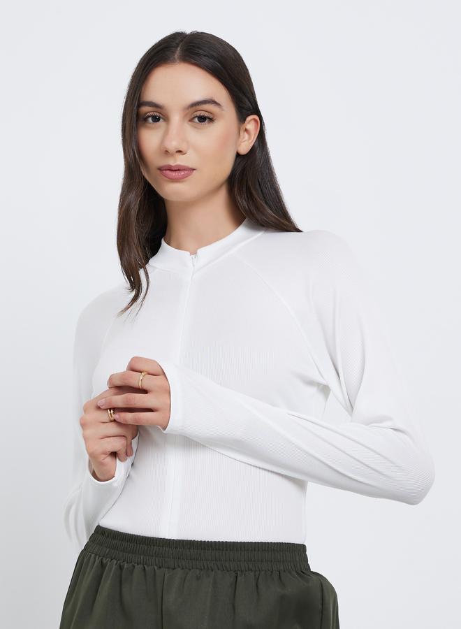 تايك تو بودي سوت أبيض مضلع بسحاب مخفي - Image 2