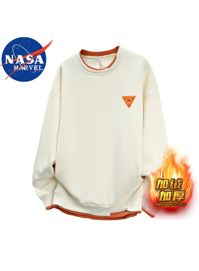 Nasa Marvel Men's Hoodie Autumn Winter Long Sleeve T-shirt Outdoor Casual Fleece Lined Warm Fake Two-piece Black 2XL - Image 3