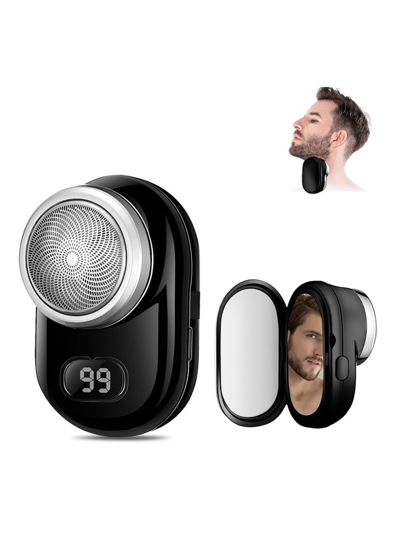 Furtey - Electric Razor Shaver for Men Upgraded Mini Shaver with Mirror LCD Screen for Men Electric and One Click Use Suitable for Home Car Travel Black - Image 1