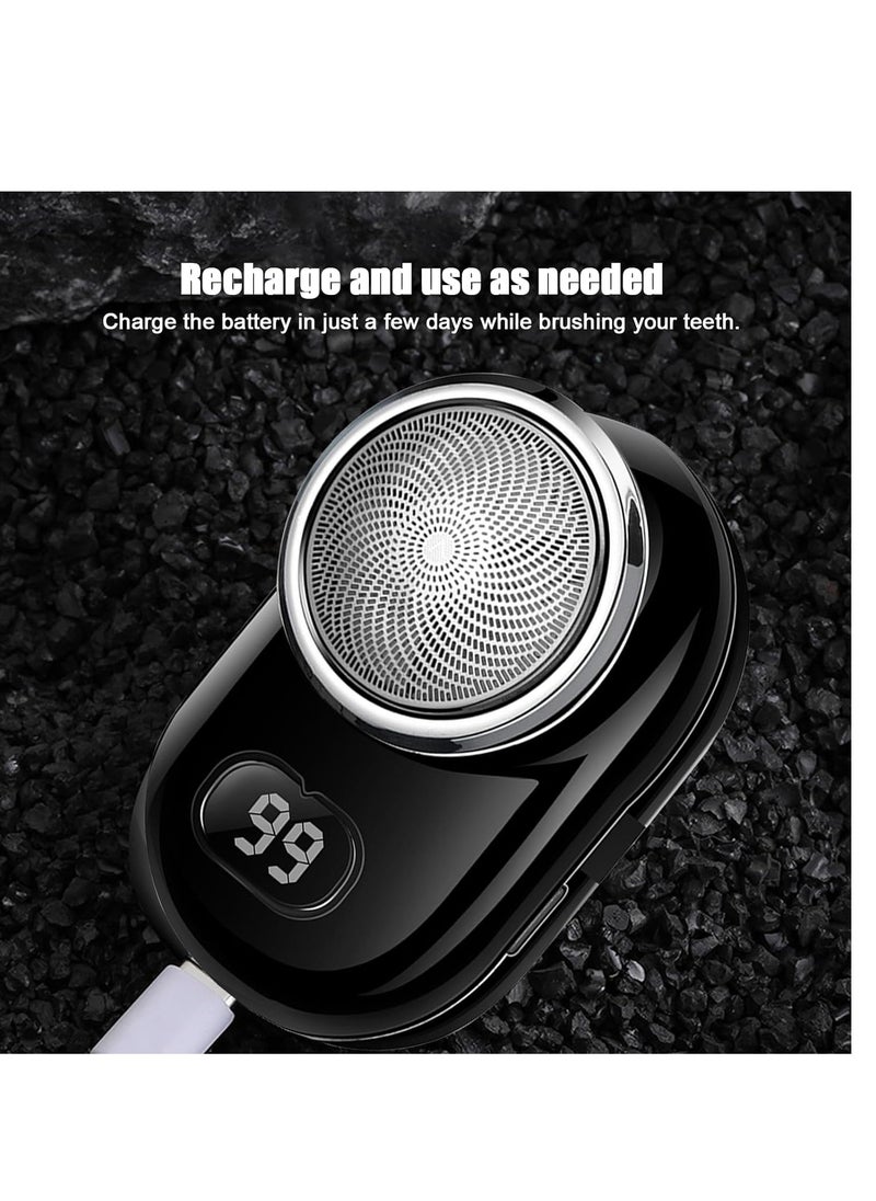 Furtey - Electric Razor Shaver for Men Upgraded Mini Shaver with Mirror LCD Screen for Men Electric and One Click Use Suitable for Home Car Travel Black - Image 1
