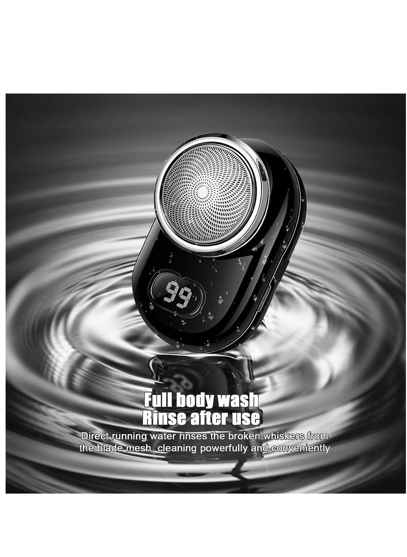 Furtey - Electric Razor Shaver for Men Upgraded Mini Shaver with Mirror LCD Screen for Men Electric and One Click Use Suitable for Home Car Travel Black - Image 1