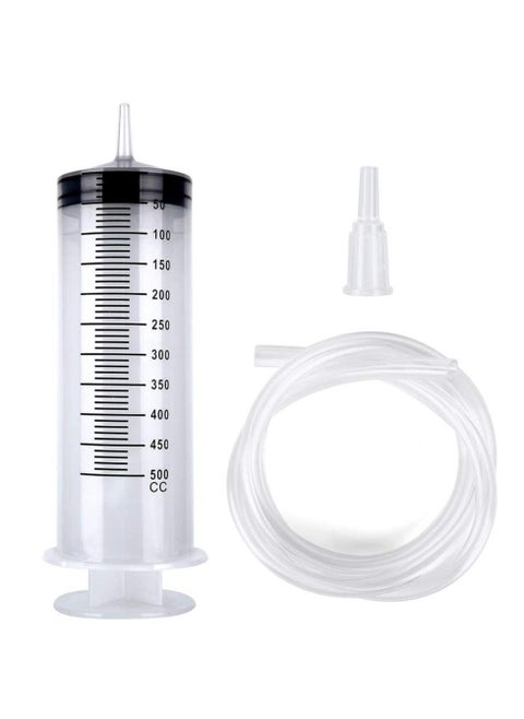 Plastic Syringe with Tube 500ml Extra Large Syringe with Tubing and Tip Adapter Safe and Individually Sealed Ideal for Industrial Use Science Labs Watering Glue Dispensing Horse Feeding
