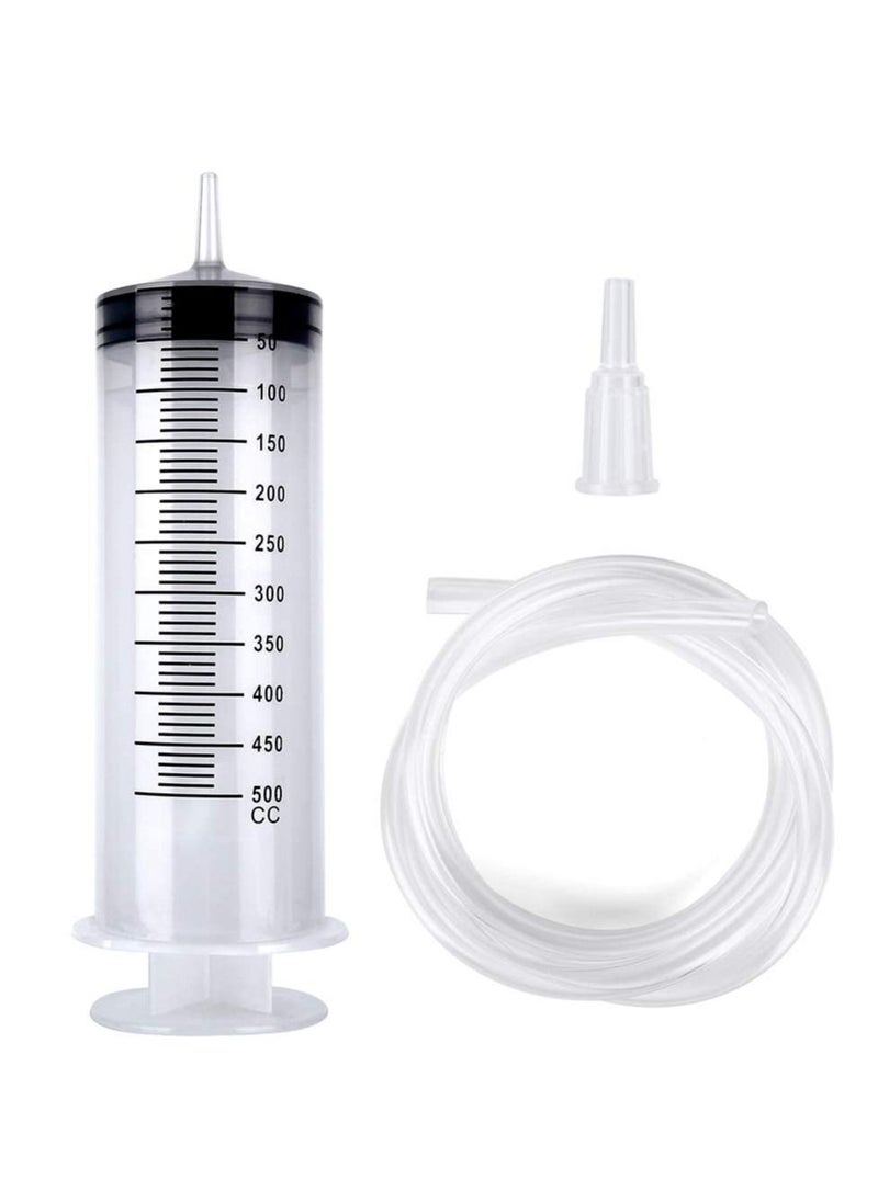 Generic - Plastic Syringe with Tube 500ml Extra Large Syringe with Tubing and Tip Adapter Safe and Individually Sealed Ideal for Industrial Use Science Labs Watering Glue Dispensing Horse Feeding - Image 1