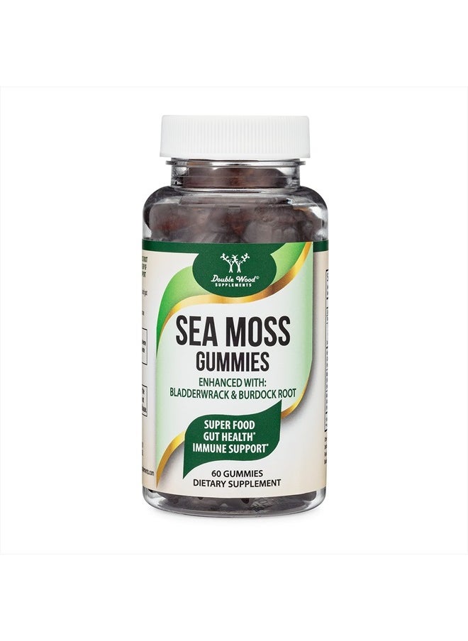 Double Wood Supplements - Sea Moss Gummies for Adults Max Strength 3,000mg (60 Irish Sea Moss Gel Gummies Enhanced with Bladderwrack and Burdock Root) Superfood Gummies for Immune Support (Non-GMO, Gluten Free) by Double Wood - Image 1