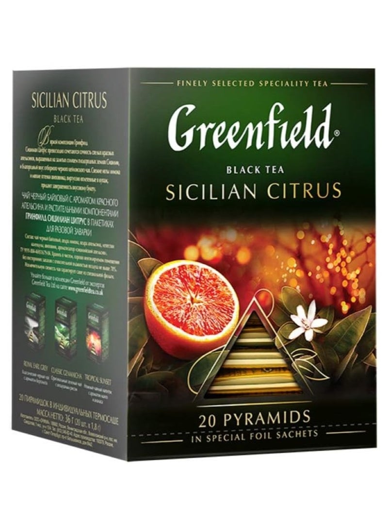 جرين فيلد شاي أسود حمضيات صقلية 20 كيس شاي 36 جم - Image 1