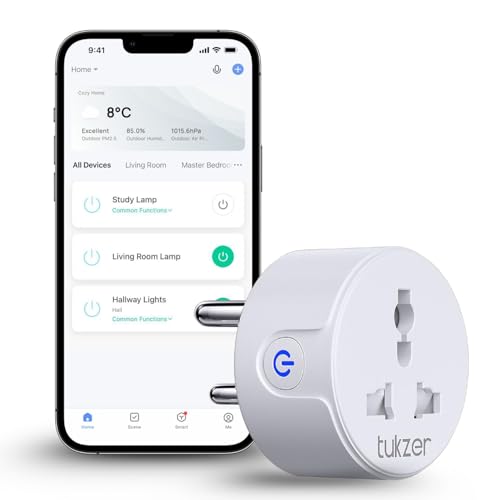 Tukzer 10A WiFi Smart Plug, Compatible with Alexa & Google Home Assistant, Suitable for Small Appliances like TVs, Electric Kettle, Mobile and Laptop Chargers - Image 1