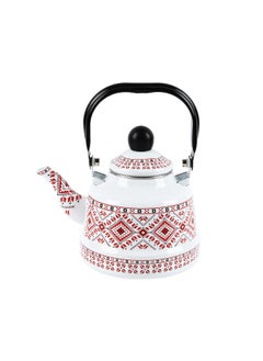 Enamel Spot White Red Target Blue Target Ancient Bell Pot Black Steel Handle Cold Kettle Tea Kettle-Color:White Background Red Target Ancient Bell Pot-Capacity:1.7L