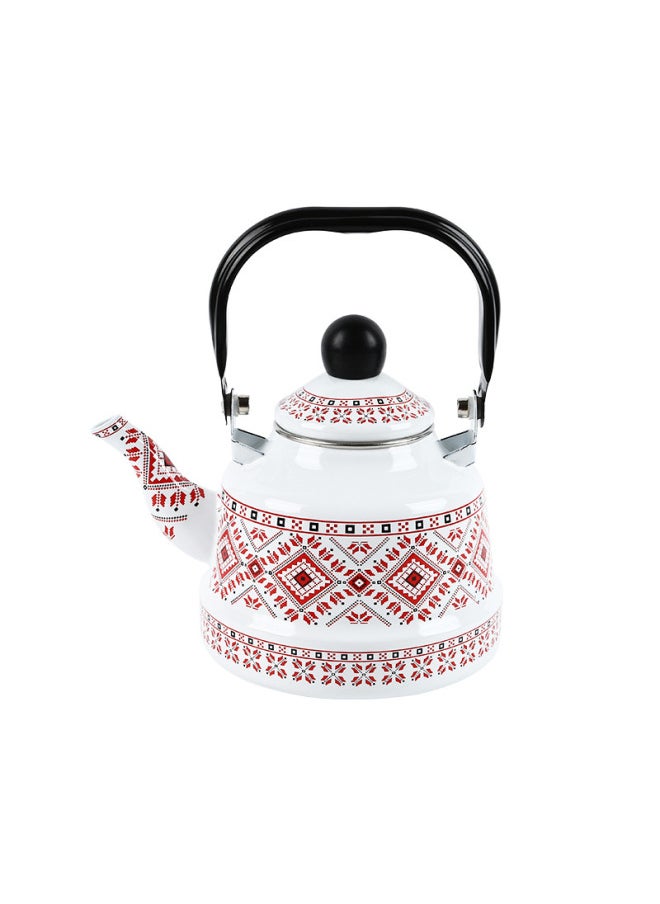 Generic - Enamel Spot White Red Target Blue Target Ancient Bell Pot Black Steel Handle Cold Kettle Tea Kettle-Color:White Background Red Target Ancient Bell Pot-Capacity:1.7L - Image 1