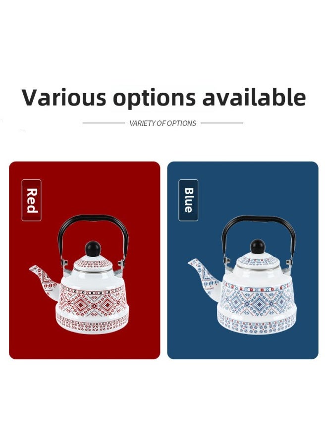 Generic - Enamel Spot White Red Target Blue Target Ancient Bell Pot Black Steel Handle Cold Kettle Tea Kettle-Color:White Background Red Target Ancient Bell Pot-Capacity:1.7L - Image 1