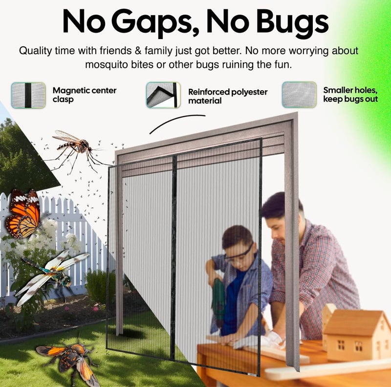 iGotTech Unbugs Garage Screen Doors For 1 Car Garage - Fits Single Garage Doors Up To 8 Feet Wide X 7 Feet Tall Max - Pet & Kid Friendly Self-Closing - Hands Free Magnet Closure Keeps Bugs Out & Breeze In - Image 5