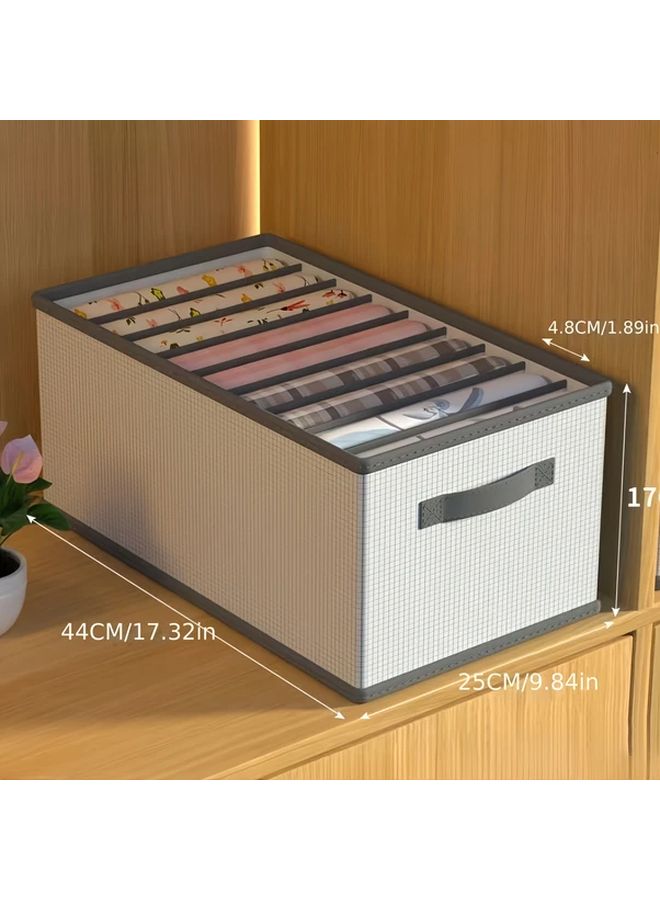 1 PC Foldable Fabric Drawer Organizer 6 Grids with Handles Multi Compartment Storage Box for Clothes Pants Bedding Durable Lightweight Space Saving Tension Fit Closet Drawer Organizer for Home Moving Laundry Textile Storage Solution Woven Texture Closet Organizers - Image 3