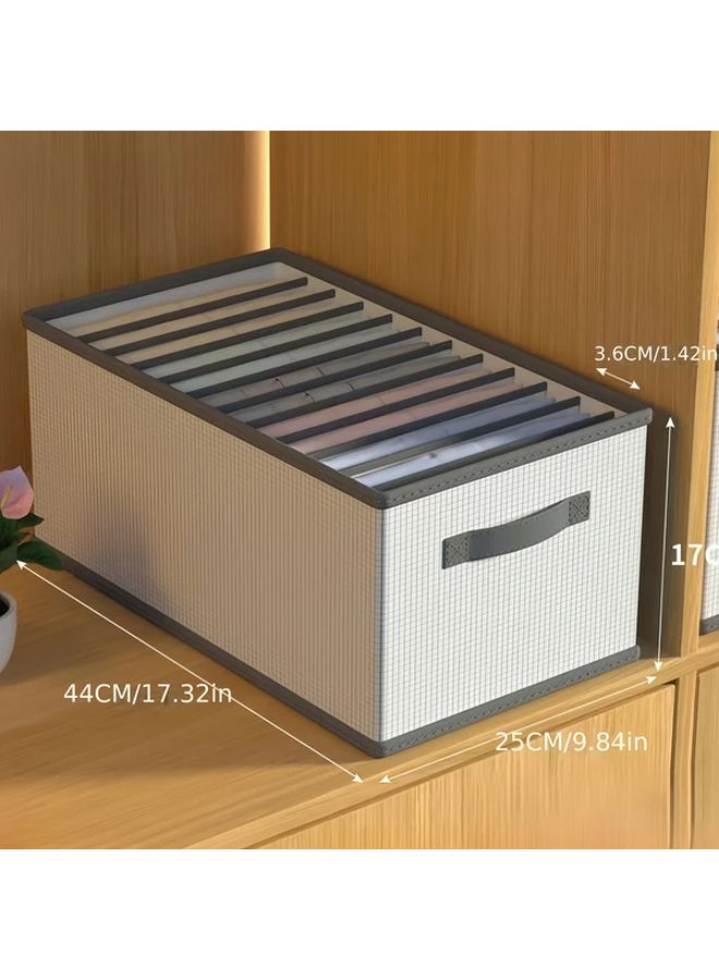 1 PC Foldable Fabric Drawer Organizer 6 Grids with Handles Multi Compartment Storage Box for Clothes Pants Bedding Durable Lightweight Space Saving Tension Fit Closet Drawer Organizer for Home Moving Laundry Textile Storage Solution Woven Texture Closet Organizers - Image 4