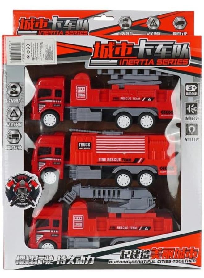 Plastic Fire Rescue Car Toy Set For Boys - Red - Image 1