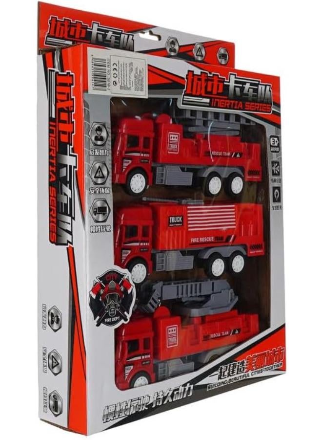 Plastic Fire Rescue Car Toy Set For Boys - Red - Image 2