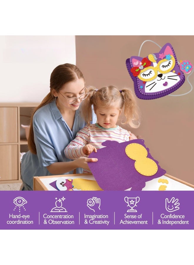 Capstro Sew & Foil Art Kitten Sling Bag Kit – DIY Sewing & Decorating Craft Set with Felt Pieces, Foil Stickers & Yarn | Creative Arts & Crafts Toy for Girls Ages 6–12 | Cute Cat Theme Gift for Kids - Image 4