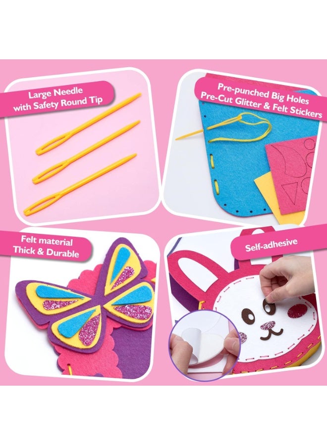 Capstro Sew & Foil Art Kitten Sling Bag Kit – DIY Sewing & Decorating Craft Set with Felt Pieces, Foil Stickers & Yarn | Creative Arts & Crafts Toy for Girls Ages 6–12 | Cute Cat Theme Gift for Kids - Image 5