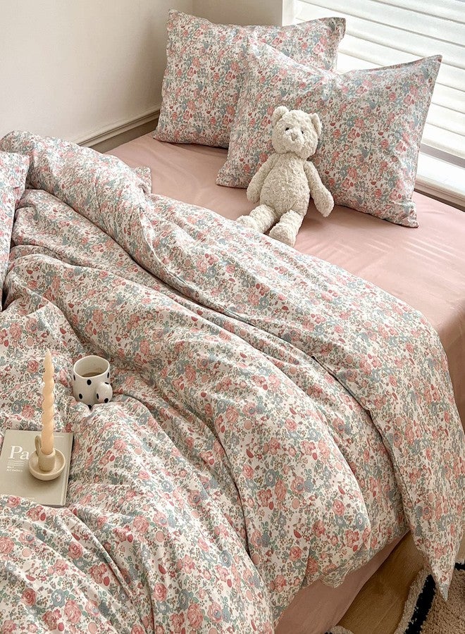 EAVD Boho Floral Comforter Set Twin XL Girls Soft Microfier Chic Shabby Pink Floral Bedding Set with 2 Pillowcases French Style Garden Botanical Comforter for All-Season - Image 4