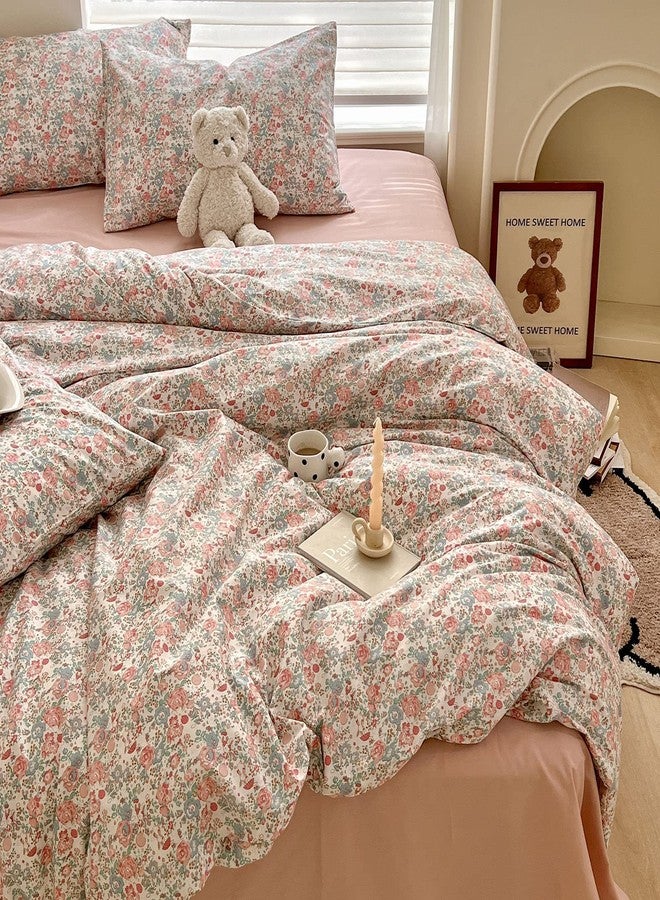 EAVD Boho Floral Comforter Set Twin XL Girls Soft Microfier Chic Shabby Pink Floral Bedding Set with 2 Pillowcases French Style Garden Botanical Comforter for All-Season - Image 3