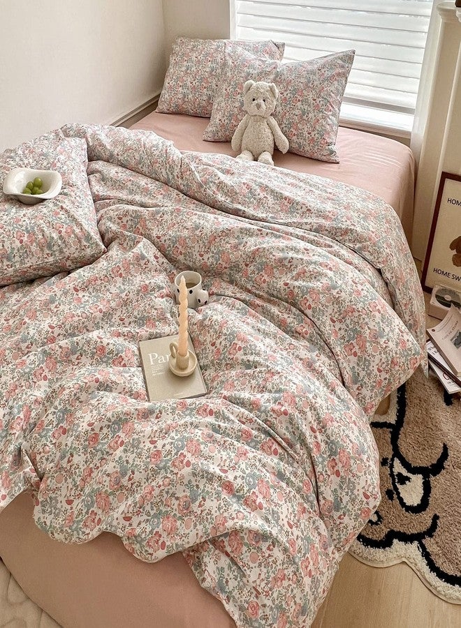 EAVD Boho Floral Comforter Set Twin XL Girls Soft Microfier Chic Shabby Pink Floral Bedding Set with 2 Pillowcases French Style Garden Botanical Comforter for All-Season - Image 2