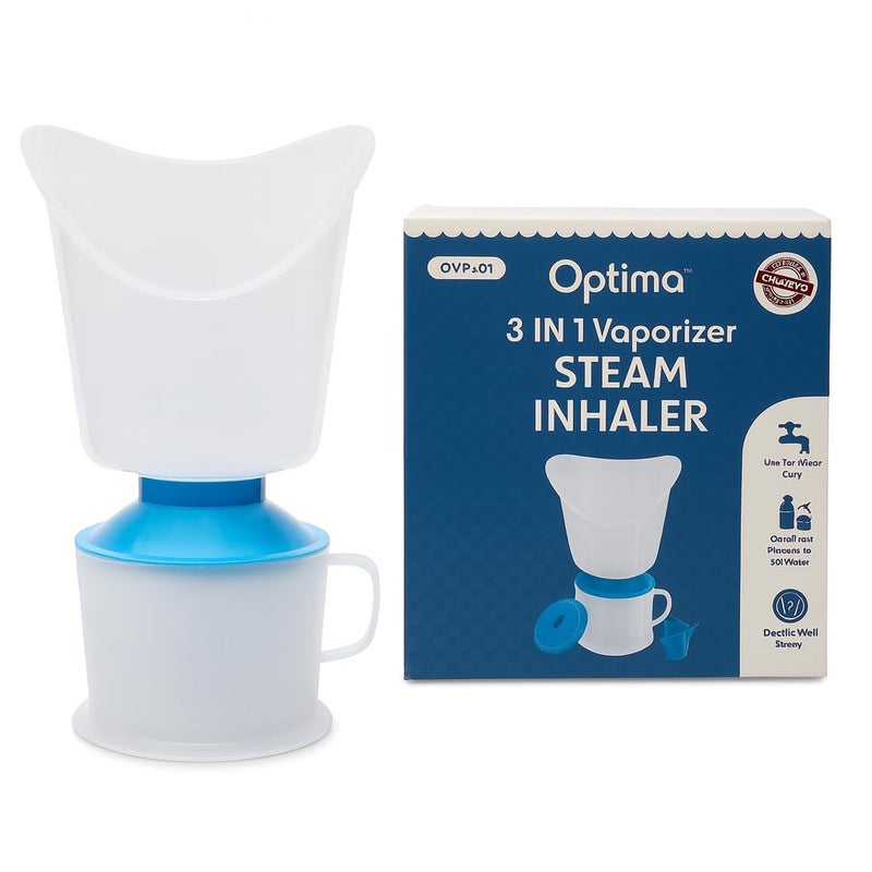 BYM Steamer for Cold Home Use Vaporizer Steamer for Cough Cold and Facial 3 in 1 Face and Nasal Steam Inhaler Quick Heat Safe Plastic Low Noise Optima 3 in 1 Vaporiser - Image 1