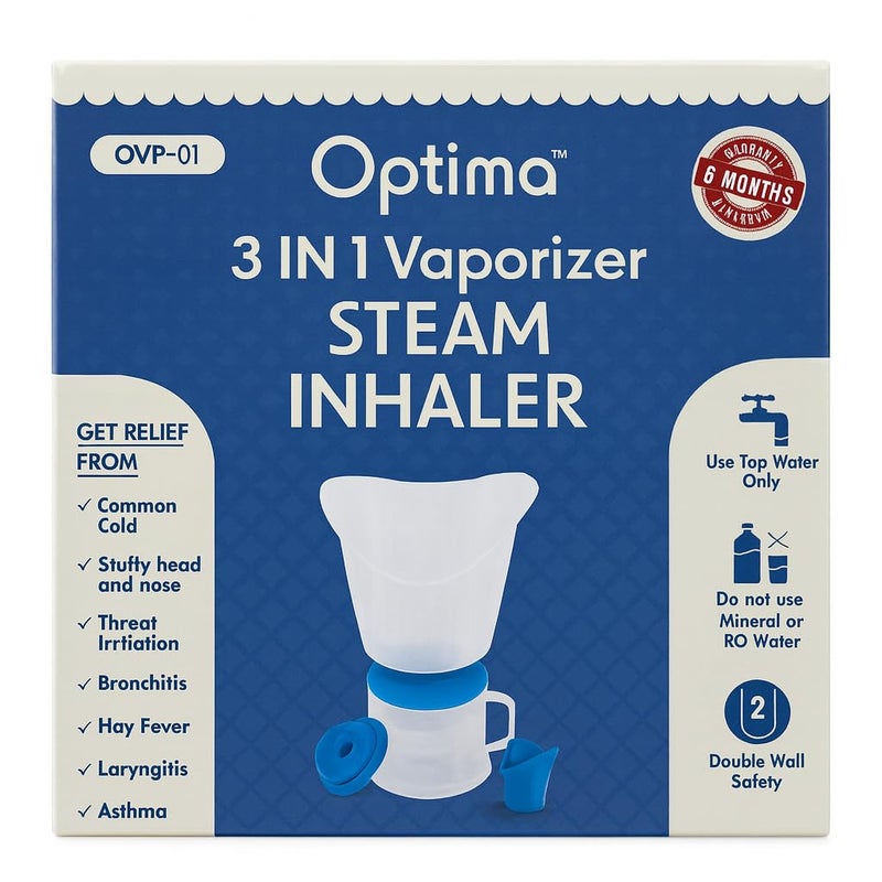 BYM Steamer for Cold Home Use Vaporizer Steamer for Cough Cold and Facial 3 in 1 Face and Nasal Steam Inhaler Quick Heat Safe Plastic Low Noise Optima 3 in 1 Vaporiser - Image 2