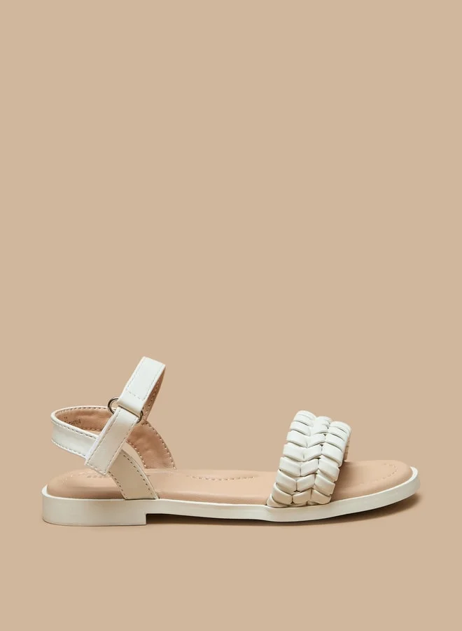 MISSY Girls Textured Flat Sandals With Hook And Loop Closure