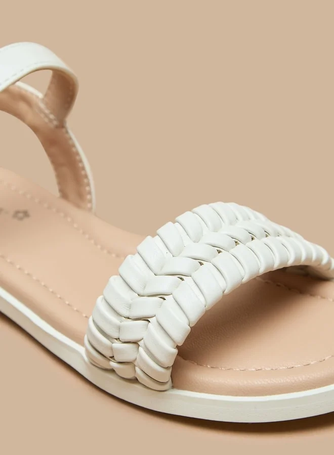 MISSY Girls Textured Flat Sandals With Hook And Loop Closure