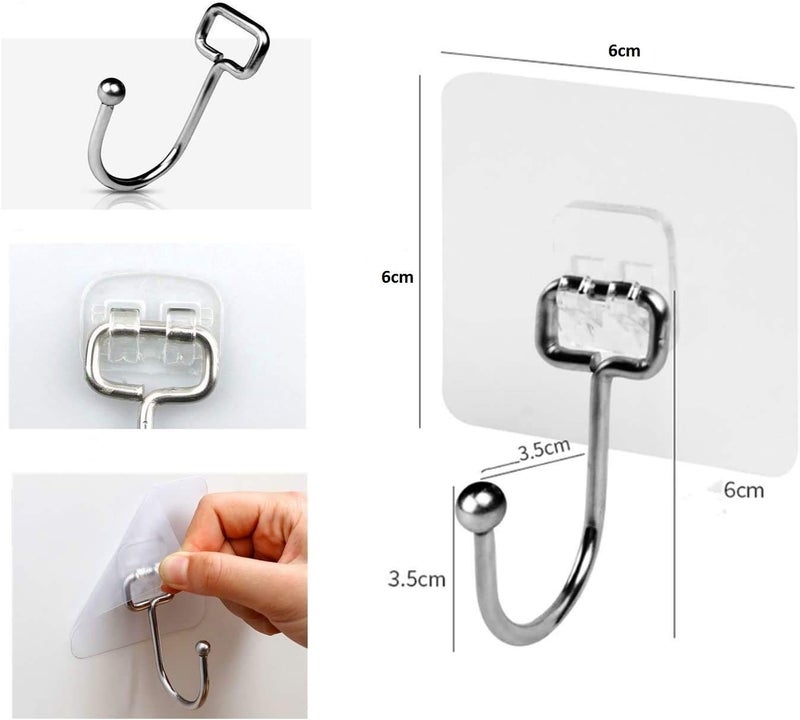 ADTALA Self Adhesive Hooks Rustproof & Water Proof for Home/Kitchen/Bathroom/Office Use,180 Degree Rotate Stainless Steel Material Hooks - Weight Load Capacity Per Hook-5 Kg (8) - Image 3