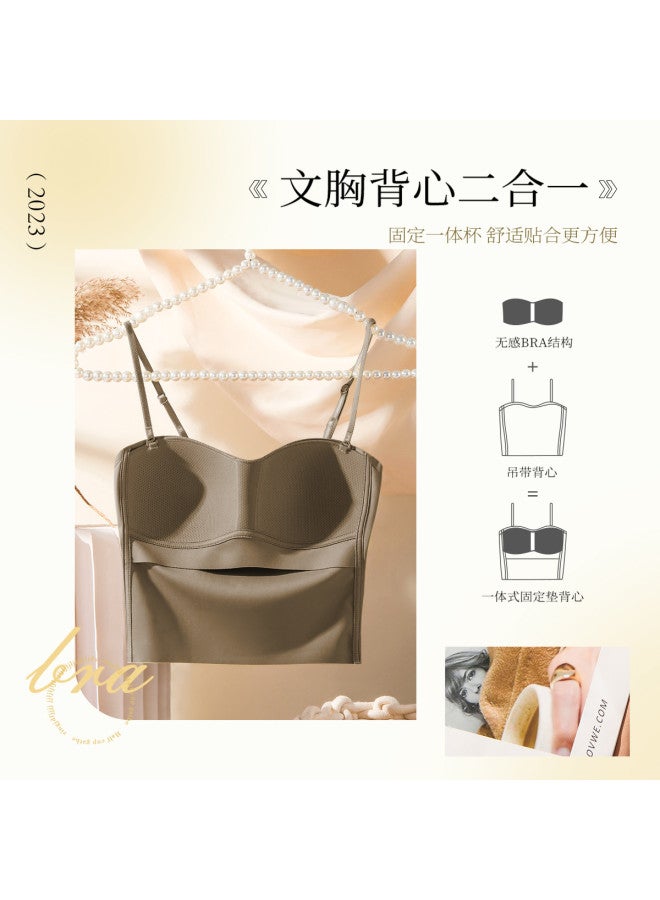 Moonbadi Seamless Thin Strap Vest With Built-In Bra Pads, Braless Backless Underwear - Image 3