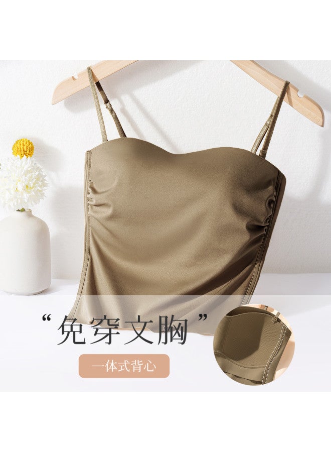 Moonbadi Seamless Thin Strap Vest With Built-In Bra Pads, Braless Backless Underwear - Image 2