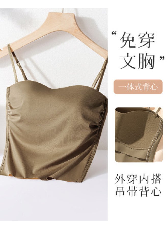 Moonbadi Seamless Thin Strap Vest With Built-In Bra Pads, Braless Backless Underwear - Image 1