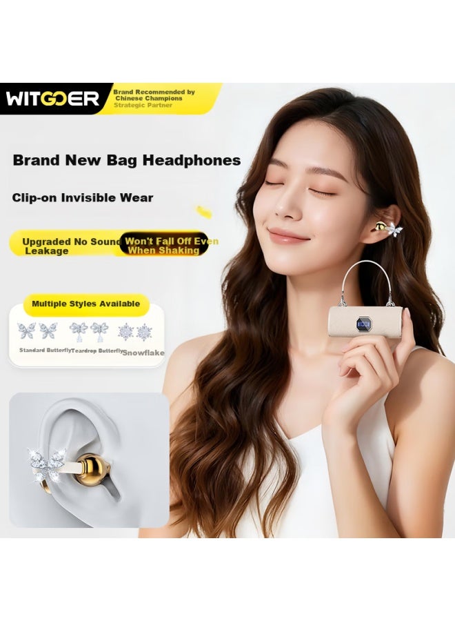 Witgoer Bluetooth Ear Clip Wireless Open-ear Earphones For Women With Star Ring Earrings Gift, Non-bone Conduction, Sports Running, New Model, Ultra-long Battery Life - Image 1