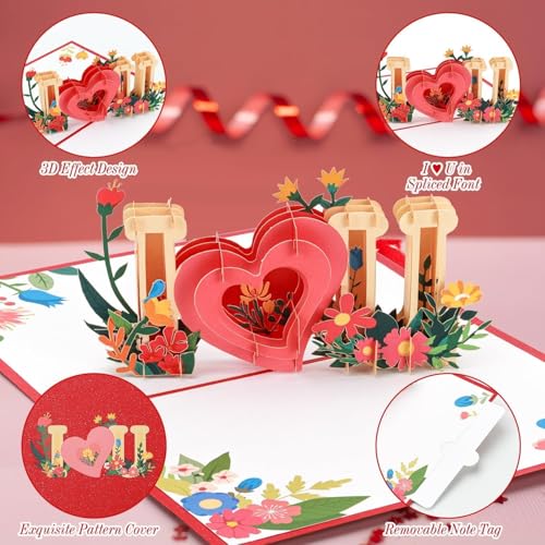 sunohyesla بطاقات تهنئة عيد ميلاد سنوهيسلا القابلة للظهور، أحبك بطاقات ثلاثية الأبعاد لعيد الميلاد، عيد الحب، عيد الأم، عيد الأب، الذكرى السنوية، الزوج، الزوجة، الأم، الأب، الصديق، الصديقة، هدية رومانسية (5" × 7") - Image 3